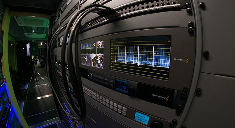 Broadcast studio equipment rack and monitoring system